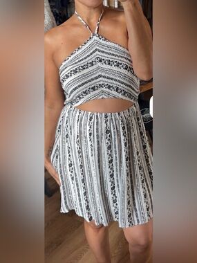 Black and White Striped Women's Dress